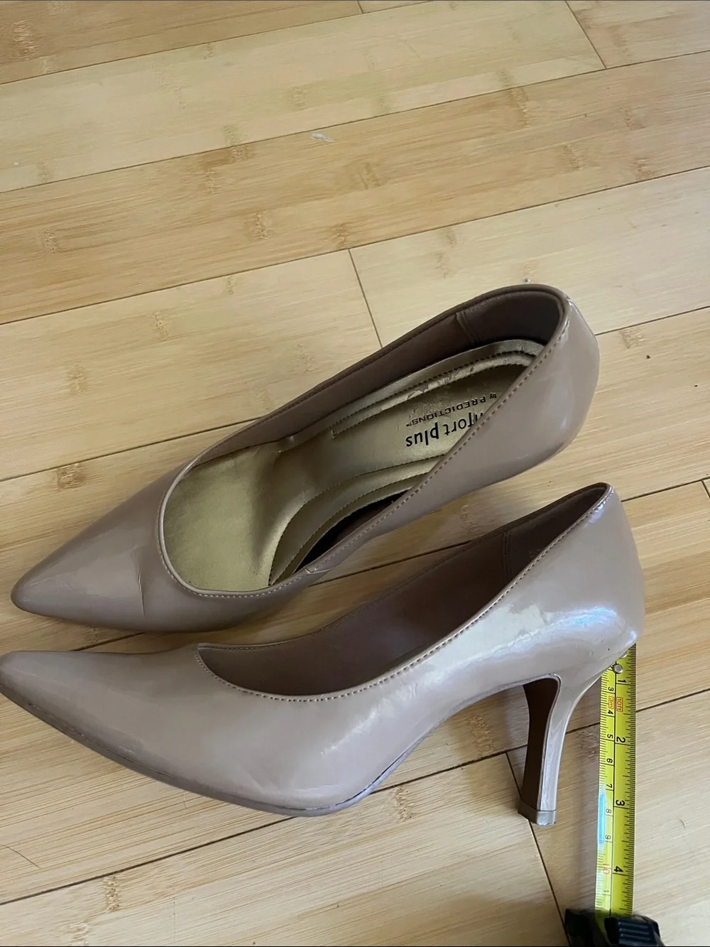 comfort plus by Predictions Beige Patent Pointed-Toe Pumps